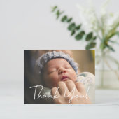Dank u Baby geboorteaankondiging foto Briefkaart (Staand voorkant)