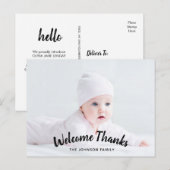 Dank u Baby Geboorteaankondiging Foto Briefkaart (Voorkant / Achterkant)