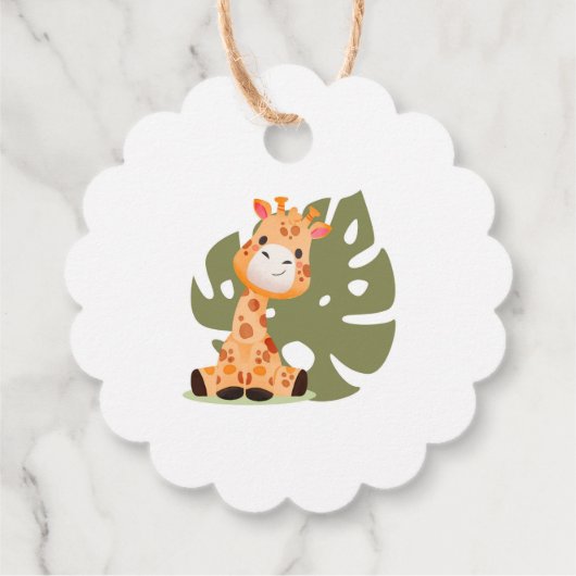 Dank u Baby Giraffe, Uitnodiging Baby shower Bedankjes Labels (Achterkant)