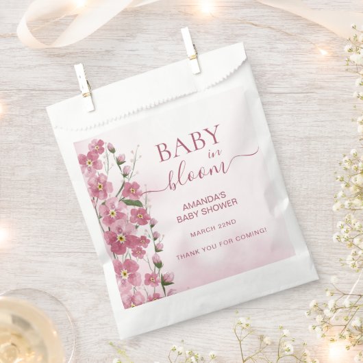 Dank u Baby in Bloom Girl Roze Bloemendouche Bedankzakje (Geknipt)