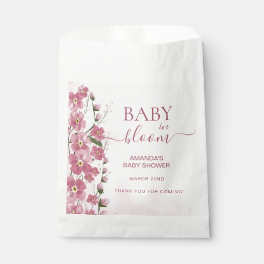 Dank u Baby in Bloom Girl Roze Bloemendouche Bedankzakje (Voorkant)