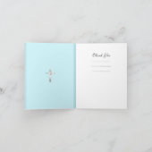 Dank u Baby Jongen Meisje Blauw Doopsel Doop Bedankkaart (Binnen)