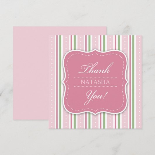 Dank u Baby Meisje Douche Platte Kaart (Voorkant / Achterkant)