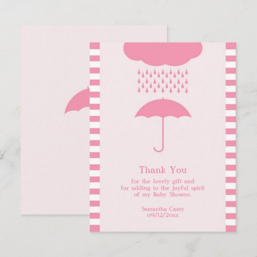 Dank u Baby Meisje Douche Platte Kaart (Voorkant / Achterkant)