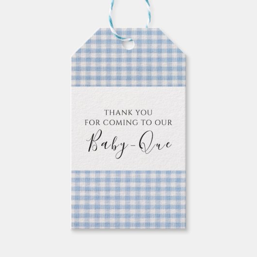 Dank u Baby Q Baby shower Barbecue Boy Blue Cadeaulabel (Voorkant)