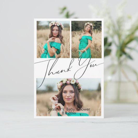 Dank u baby shower 3 gedrukte foto's & digitaal kaart (Staand voorkant)