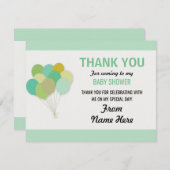 Dank u Baby shower Ballon Pop Gender onthulling Kaart (Voorkant / Achterkant)