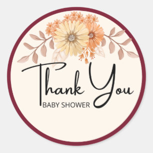 Dank u baby shower bloemenronde stiker ronde sticker