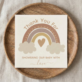 Dank u baby shower Brown Boho Rainbow Servet