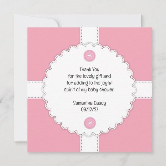 Dank u Baby shower Dantel Flat Kaart (Achterkant)