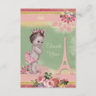 Dank u Baby shower Eiffeltoren, prinses Bedankkaart