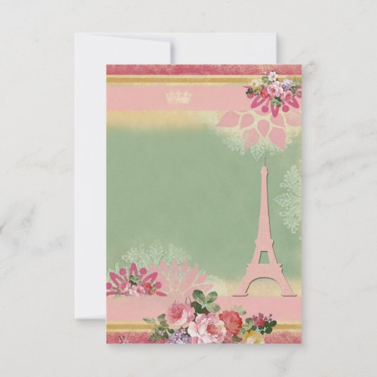 Dank u Baby shower Eiffeltoren, prinses Bedankkaart (Achterkant)