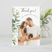 Dank u Baby shower Elegant Botanical Arch Foto Bedankkaart (Staand voorkant)