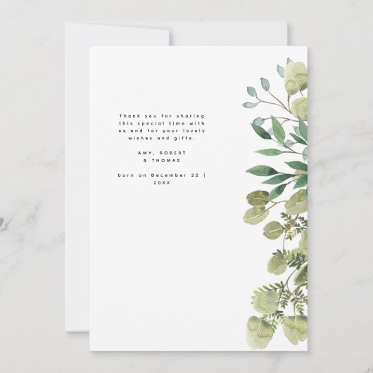 Dank u Baby shower Elegant Botanical Arch Foto Bedankkaart (Achterkant)