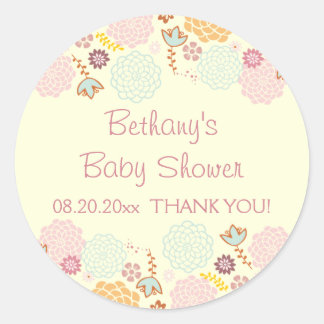 Dank u Baby shower Fancy Modern Floral Ronde Sticker