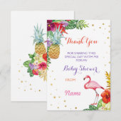 Dank u Baby shower Flamingo Aloha Luau Cards Bedankkaart (Voorkant / Achterkant)