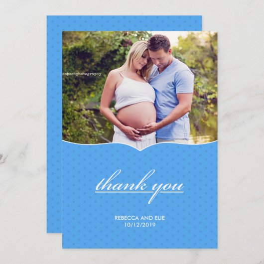 Dank u Baby shower Foto Flat Kaart (Voorkant / Achterkant)