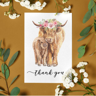 Dank u Baby shower Highland Koe Briefkaart