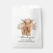 Dank u Baby shower Highland Koe Roze Bedankzakje (Voorkant)