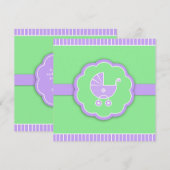 Dank u Baby shower kinderwagen groene platte Kaart (Voorkant / Achterkant)