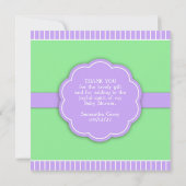 Dank u Baby shower kinderwagen groene platte Kaart (Achterkant)