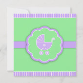Dank u Baby shower kinderwagen groene platte Kaart (Voorkant)