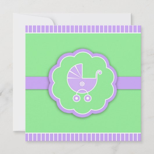 Dank u Baby shower kinderwagen groene platte Kaart (Voorkant)