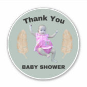 Dank u Baby shower Klassic Round ticker Sticker (Voorkant)