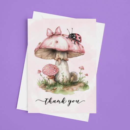 Dank u Baby shower Ladybug Mushroom Bedankkaart