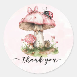Dank u Baby shower Ladybug Mushroom Ronde Sticker