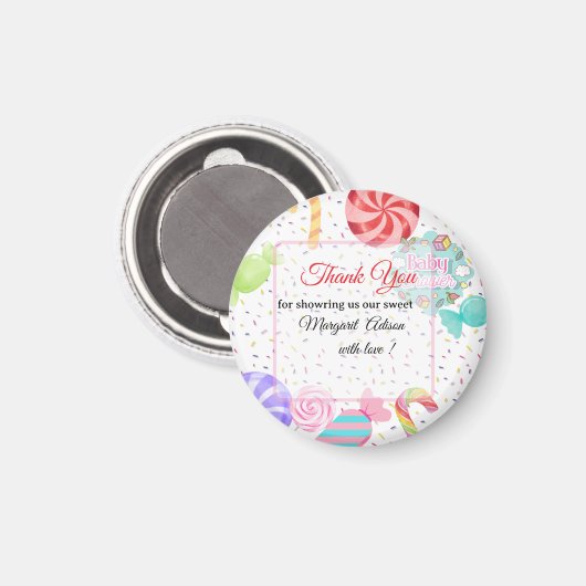 Dank u baby shower magneet (Voorkant / Achterkant)