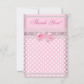 Dank u Baby shower Meisje Baby Roze Spot Pearl Bedankkaart (Voorkant)