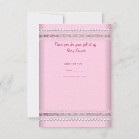 Dank u Baby shower Meisje Baby Roze Spot Pearl Bedankkaart (Achterkant)