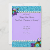 Dank u Baby shower meisje Blauwgroen blauw Paarse Bedankkaart (Achterkant)