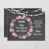 Dank u Baby shower Meisje Kaarten Pompoen Roze (Voorkant / Achterkant)