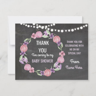 Dank u Baby shower Meisje Kaarten Pompoen Roze