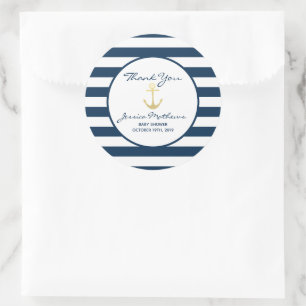 Dank u Baby shower nautische baby jongen gunst Ronde Sticker