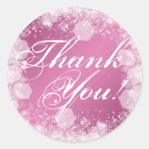 Dank u Baby shower Night Sparkle Pink Ronde Sticker