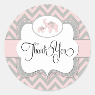 Dank u Baby shower Olifant Sticker in Roze