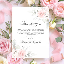 DANK U BABY SHOWER PINK FLORAL ROZEN GIRL BEDANKKAART