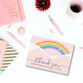 Dank u baby shower regenboog paarse roze notitiekaartje