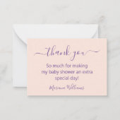 Dank u baby shower regenboog paarse roze notitiekaartje (Achterkant)
