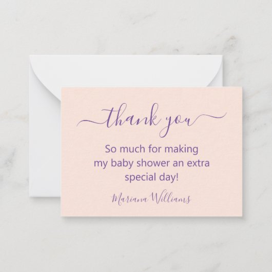 Dank u baby shower regenboog paarse roze notitiekaartje (Achterkant)