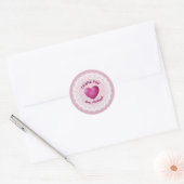 Dank u Baby shower Roze Hart en Kant A04 Ronde Sticker (Envelop)