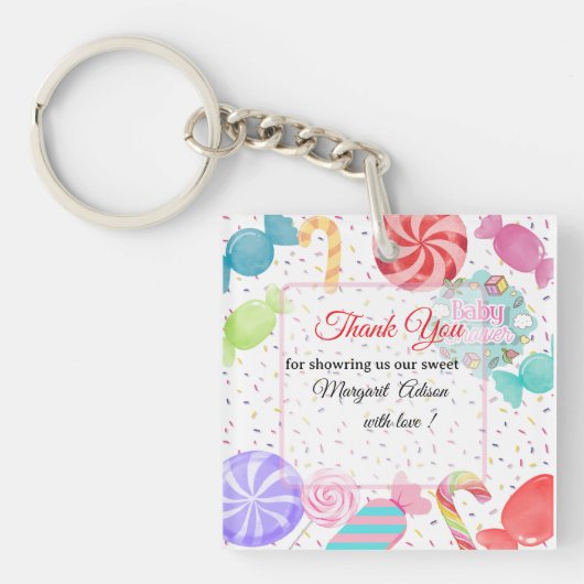 Dank u baby shower sleutelhanger (voorkant)