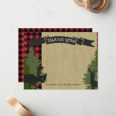 Dank u Baby shower Woodland Forest Lumberjack Notitiekaartje (Voorkant / Achterkant in situ)