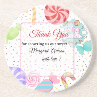 Dank u baby shower zandsteen onderzetter