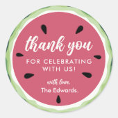 Dank u Baby shower Zomer Watermeloen Ronde Sticker (Voorkant)
