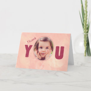 Dank u baby's peetouder roze, personaliseer naam bedankkaart