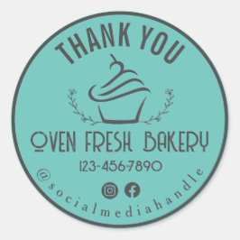Dank u bakkerij cupcake mint groen ronde sticker